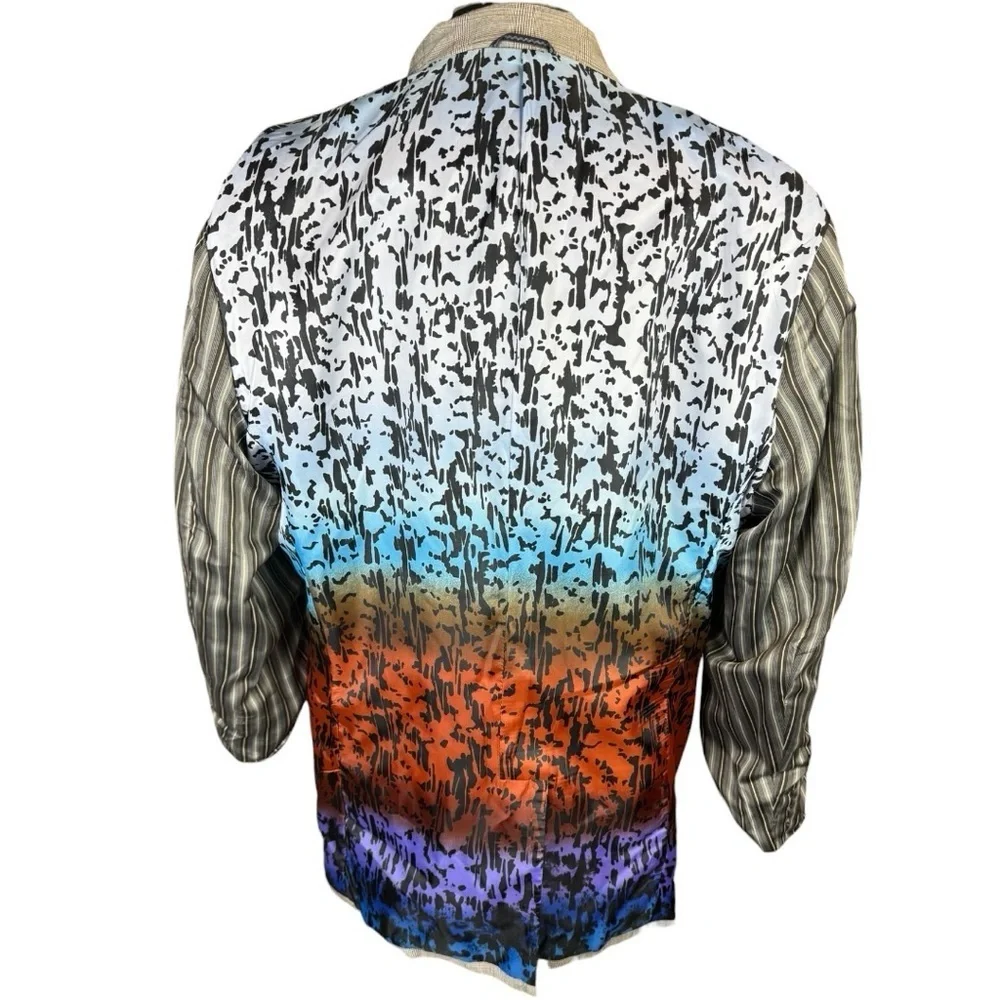 Robert Graham Gray Microstripe 100% Cotton Signature Lining Blazer Size 48